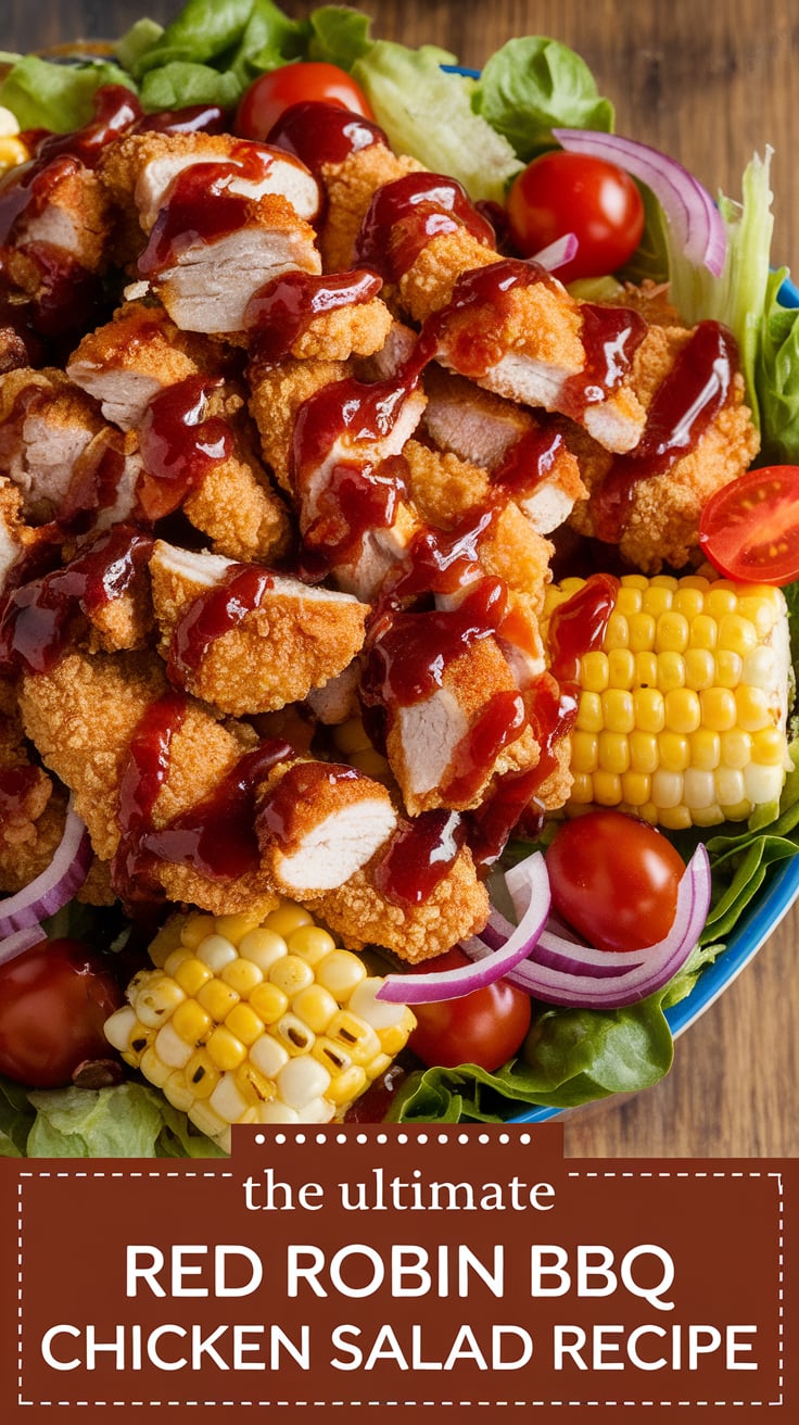 Say goodbye to takeout and hello to homemade goodness with this irresistible copycat version. Enjoy the delight of a delicious salad that tastes just like the original and brings the spirit of Red Robin right to your dining table, all while keeping your meal satisfying and fun.