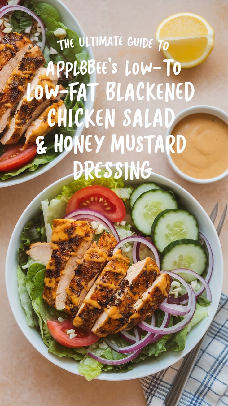 Recreate the flavors of Applebee's Low-Fat Blackened Chicken Salad & Honey Mustard Dressing in your own kitchen with this tantalizing copycat recipe. Indulge in the same satisfying taste and fresh ingredients you love, all while enjoying a healthier version that's easy to prepare anytime.