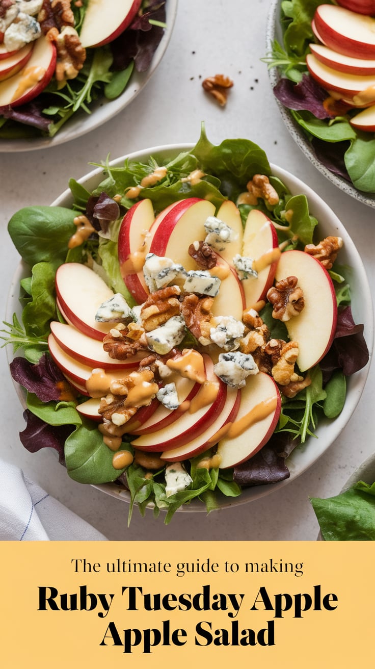 Recreate the iconic Ruby Tuesday Apple Salad right in your own kitchen with this ultimate copycat recipe. Experience the crisp freshness of mixed greens topped with crunchy apples, sweet raisins, and a delightful blend of nuts, mimicking the beloved original while offering the same refreshing taste you adore.
