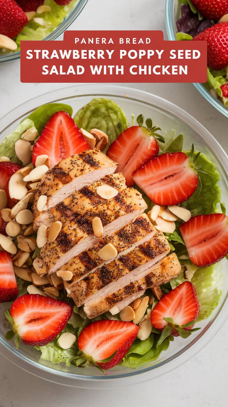 Experience the refreshing taste of Panera Bread's Strawberry Poppyseed Salad with Chicken in the comfort of your own home with this delightful copycat recipe. This vibrant salad combines juicy strawberries, tender grilled chicken, and crunchy pecans, capturing all the delicious flavors of the original dish that you love at Panera.