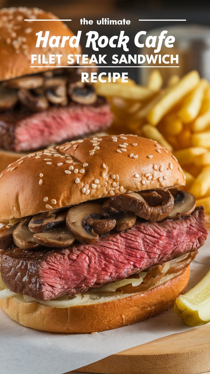 Indulge in the rich and savory experience of the Hard Rock Cafe Filet Steak Sandwich with a homemade twist. This recipe captures the essence of the original, making it easy to satisfy your cravings for an unforgettable steak sandwich.