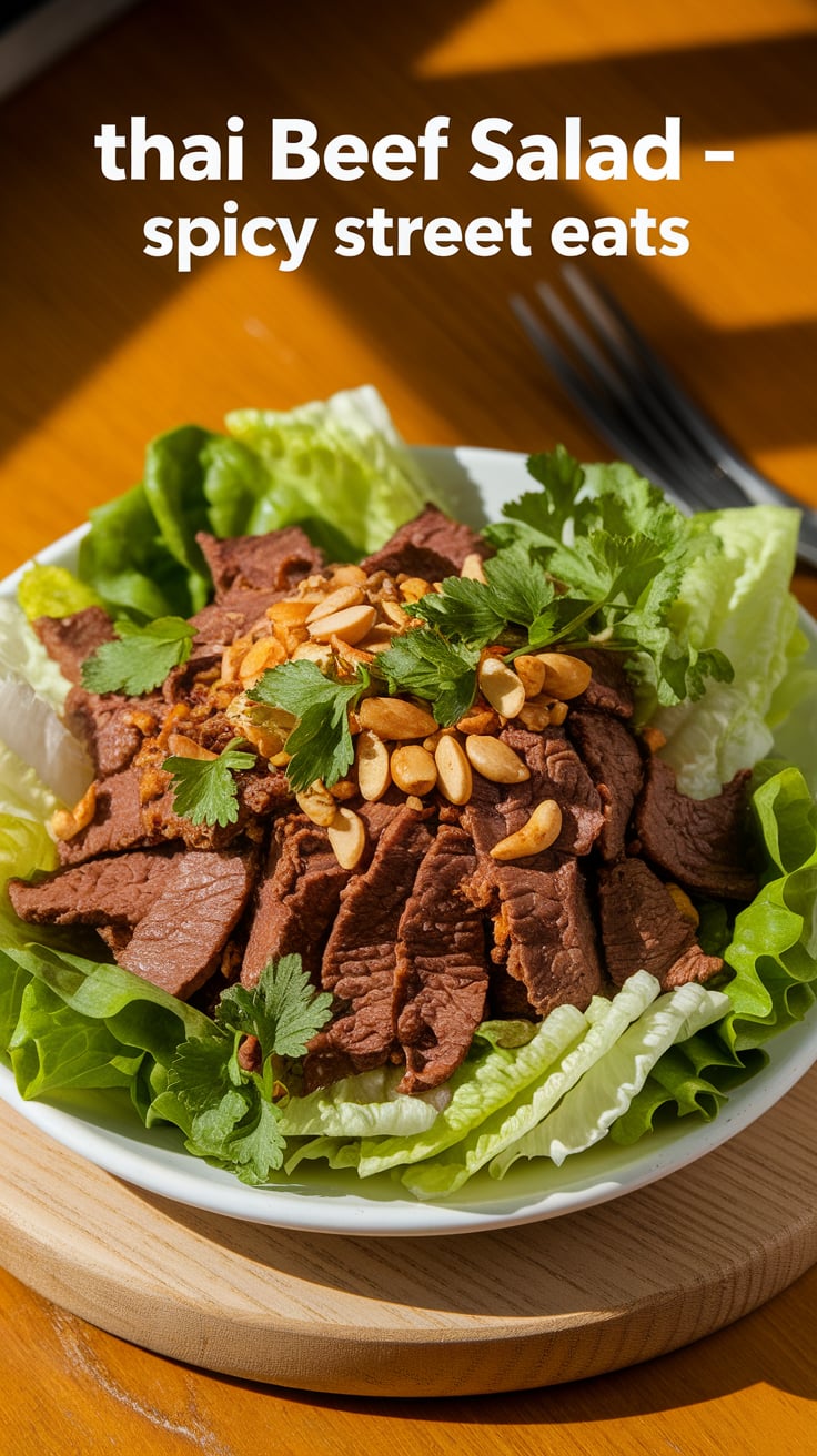 Savor the vibrant flavors of street food with our Thai Beef Salad, a copycat recipe that brings the excitement of Thai markets right to your table. Each bite is infused with the bold spices and fresh ingredients that make this dish a must-try.