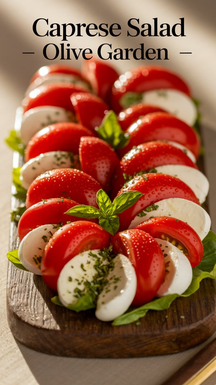 Dive into the summery flavors of an authentic Caprese Salad inspired by Olive Garden! Our simple recipe captures all the elements you love—juicy tomatoes, melt-in-your-mouth mozzarella, and aromatic basil—allowing you to enjoy this classic dish any time you crave it.