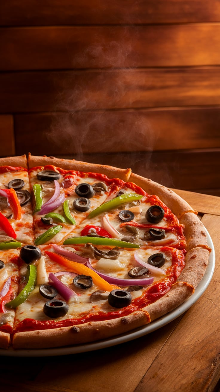 Recreate the fresh and vibrant flavors of California Pizza Kitchen with this copycat Veggie Supreme Pizza recipe. Packed with a medley of colorful vegetables and rich cheese, this homemade version captures the essence of the original, making it a deliciously satisfying option for veggie lovers.