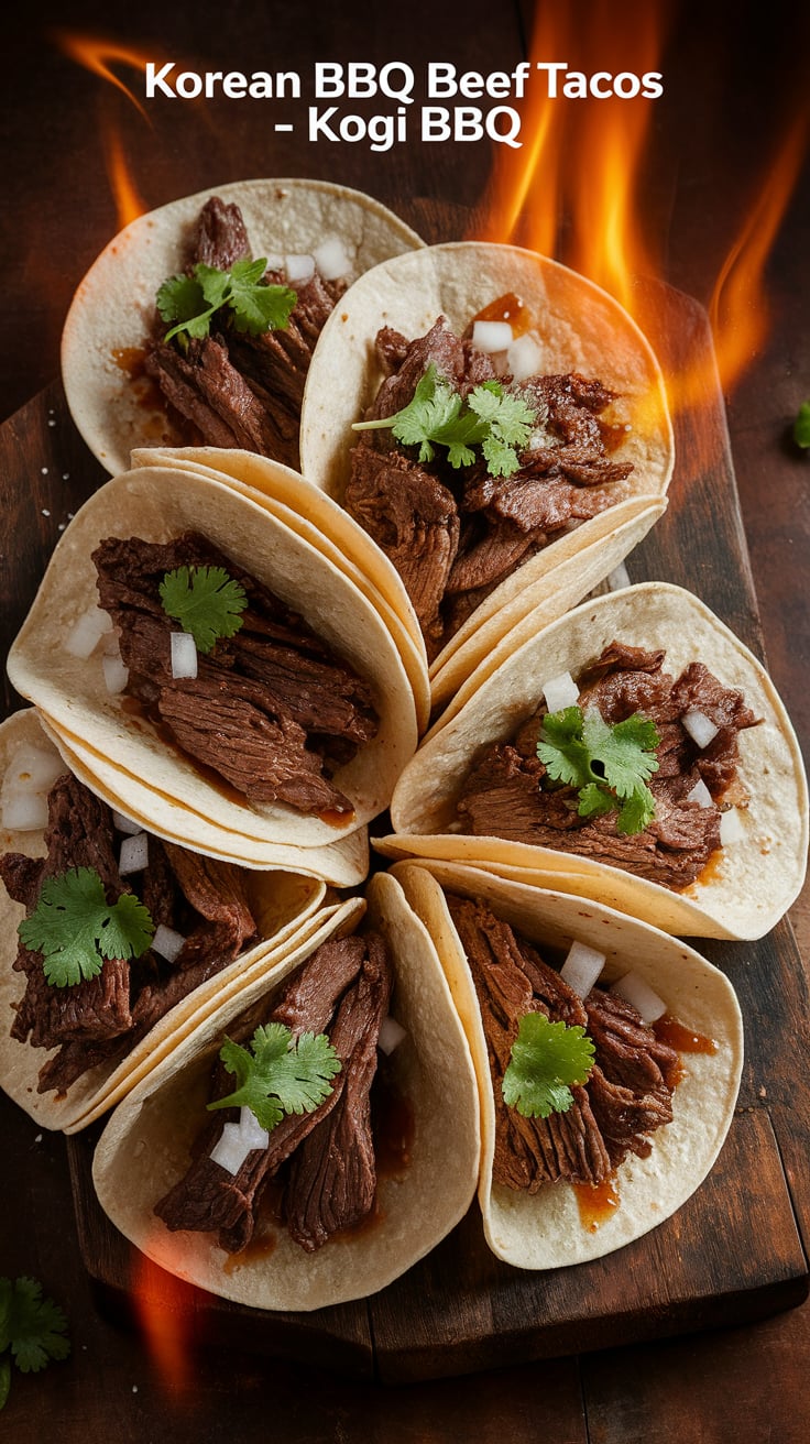 Experience the fusion of Korean and Mexican cuisine as each taco bursts with savory, umami goodness. The beautifully grilled beef is complemented by crunchy slaw and a drizzle of spicy mayo, mirroring the beloved street food that has taken food lovers by storm.