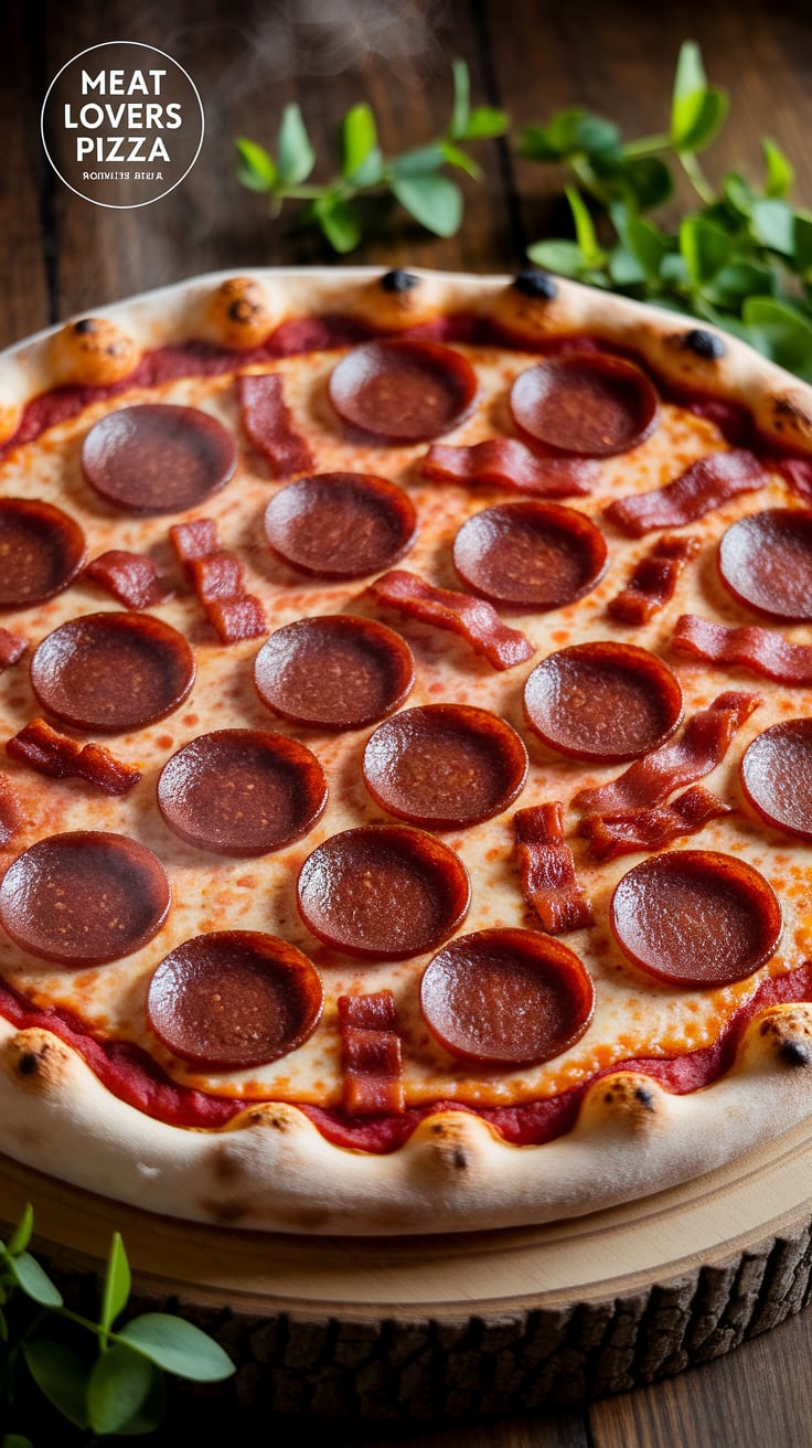 Transform your dining experience with a copycat Meat Lovers Pizza recipe inspired by Round Table Pizza. Indulge in a mouthwatering combination of savory meats, including pepperoni, sausage, and bacon, all atop a perfectly baked crust that captures the essence of your favorite pizzeria.