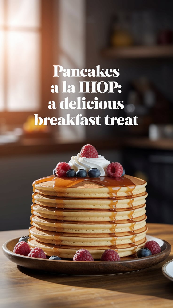 Picture serving a towering stack of pancakes, each layer enticingly drizzled with syrup and adorned with whipped cream or crispy bacon. The aroma filling your home will have everyone rushing to the table in anticipation of a memorable breakfast feast.