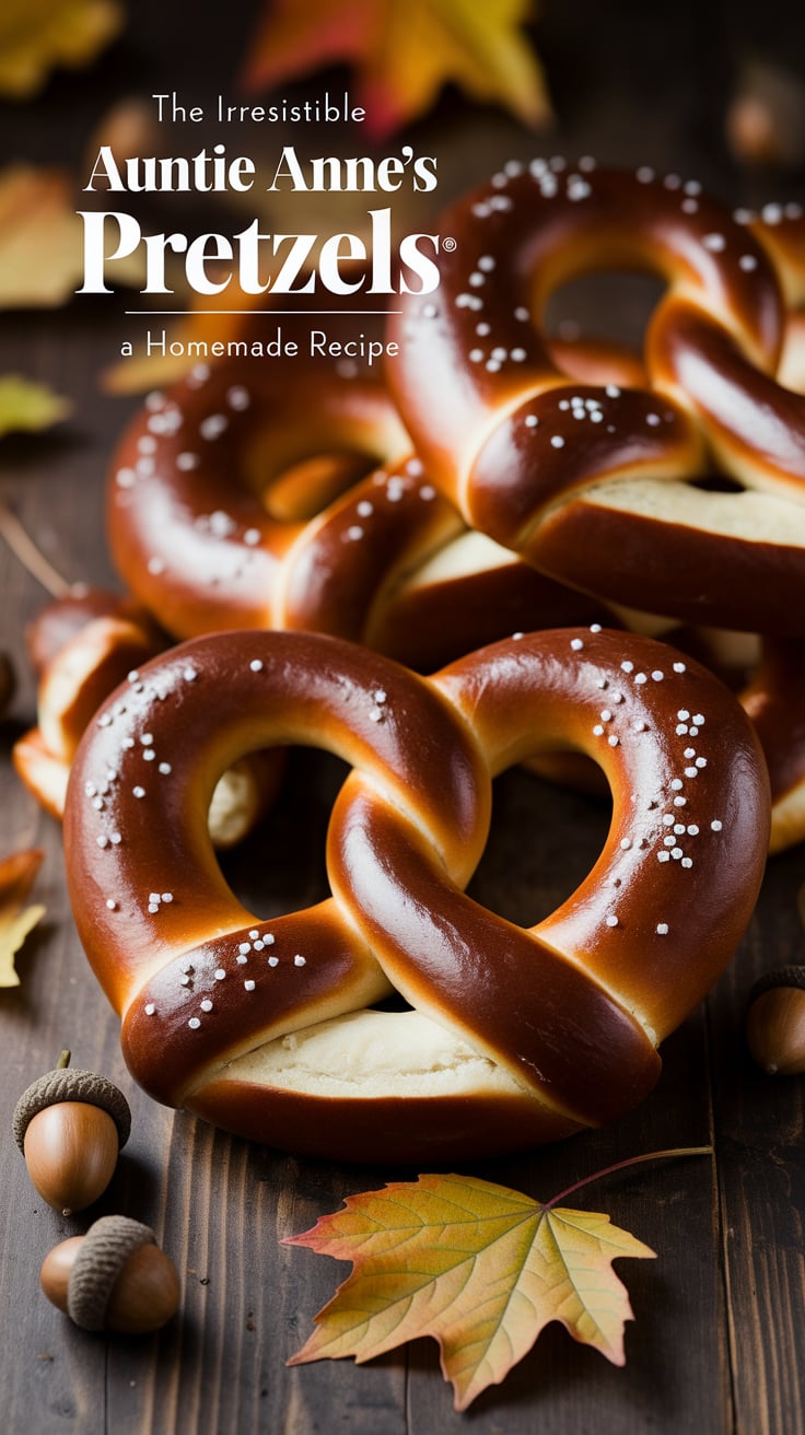 Indulge in the warm, comforting taste of Auntie Anne's with a homemade version that tastes just like the original. This copycat recipe simplifies the process, making it easier than ever to whip up a batch of these iconic pretzels for family and friends.