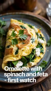 Elevate your brunch game with this Omelette with Spinach and Feta recipe that perfectly replicates the flavors you love from First Watch. Packed with nutritious ingredients and finished with a sprinkle of herbs, this dish is a delightful way to indulge while enjoying the comforts of home. Are you ready to dig in?