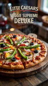 Enjoy the colorful medley of veggies and gooey cheese from Little Caesars' Veggie Supreme Deluxe with this easy copycat recipe that tastes just as fantastic as the original.