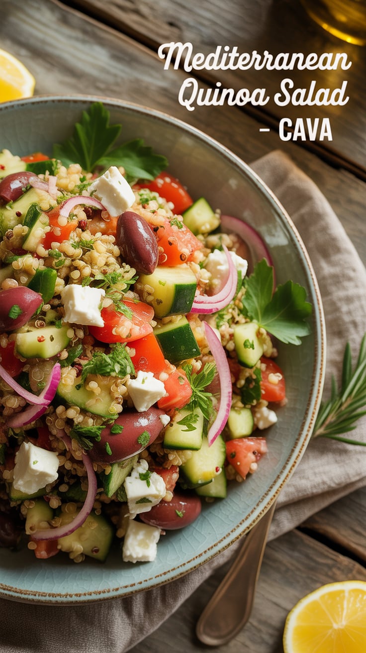 Craving the refreshing taste of Cava's Mediterranean Quinoa Salad? Look no further! Our easy-to-make copycat recipe captures the essence of the original with its tangy feta, crisp vegetables, and perfectly seasoned quinoa — delivering the same delightful flavors you love in every bowl.