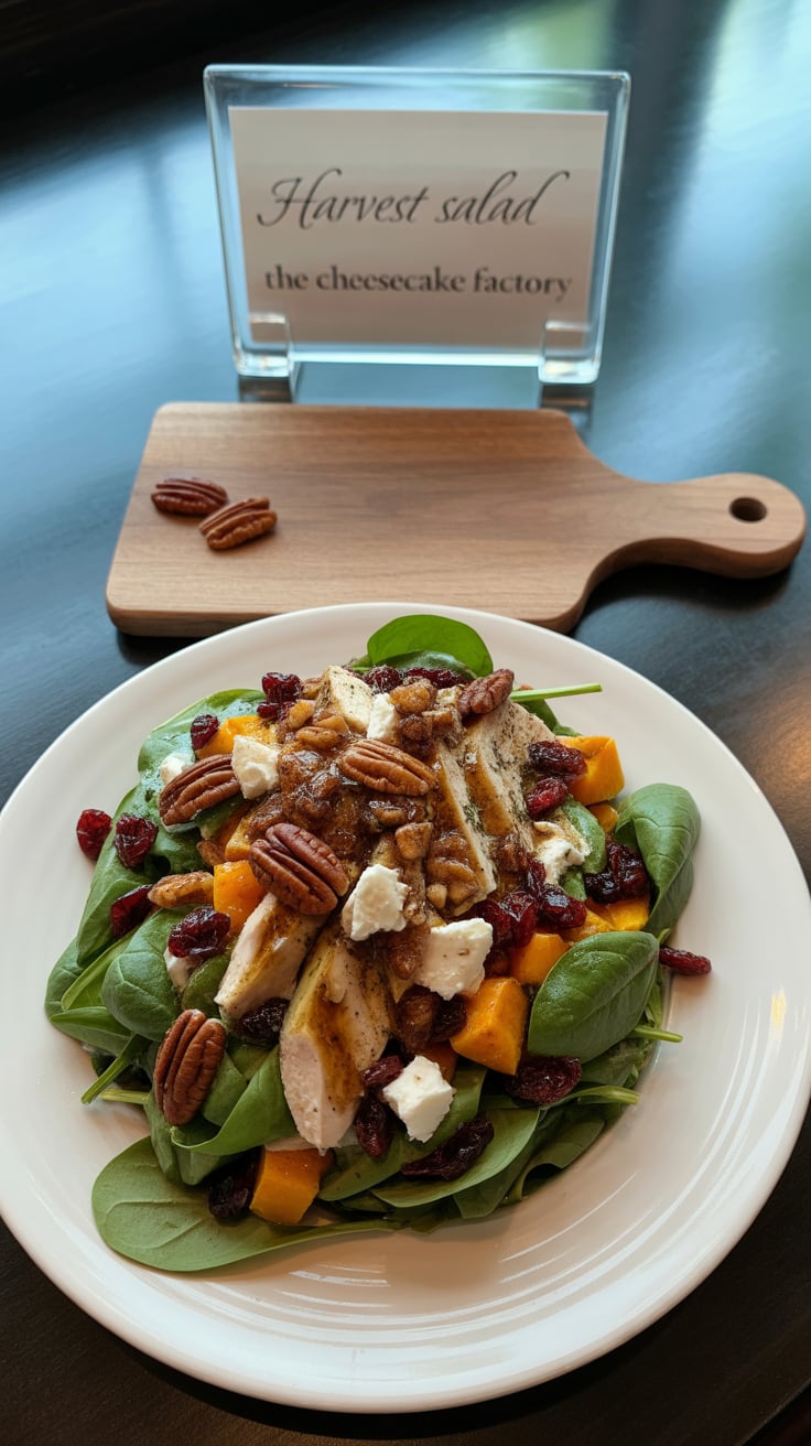 Delight in the rich flavors of autumn all year round with our copycat Harvest Salad inspired by The Cheesecake Factory. This recipe perfectly replicates the original’s vibrant ingredients, featuring crisp greens, seasonal fruits, and crunchy nuts that come together for a deliciously satisfying experience.