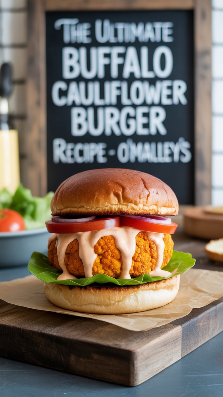 Experience the magic of pub-style dining without leaving your kitchen. Our Ultimate Buffalo Cauliflower Burger recipe mirrors O'Malley’s signature dish, featuring perfectly battered and baked cauliflower smothered in zesty buffalo sauce. Each bite offers a spectacular blend of heat, texture, and freshness.