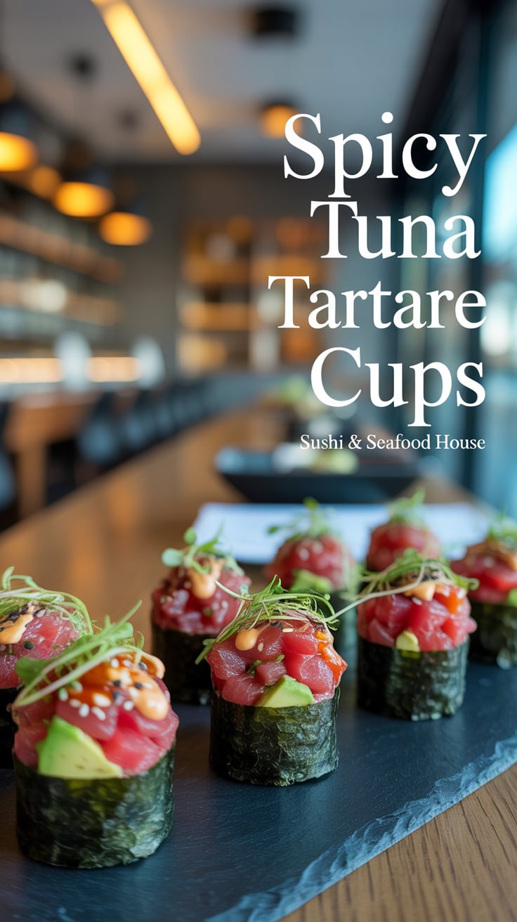 Elevate your next gathering with these delicious Spicy Tuna Tartare Cups, designed to replicate the beloved dish from Sushi & Seafood House. With rich textures and a zesty finish, each bite will leave your guests raving and coming back for more!