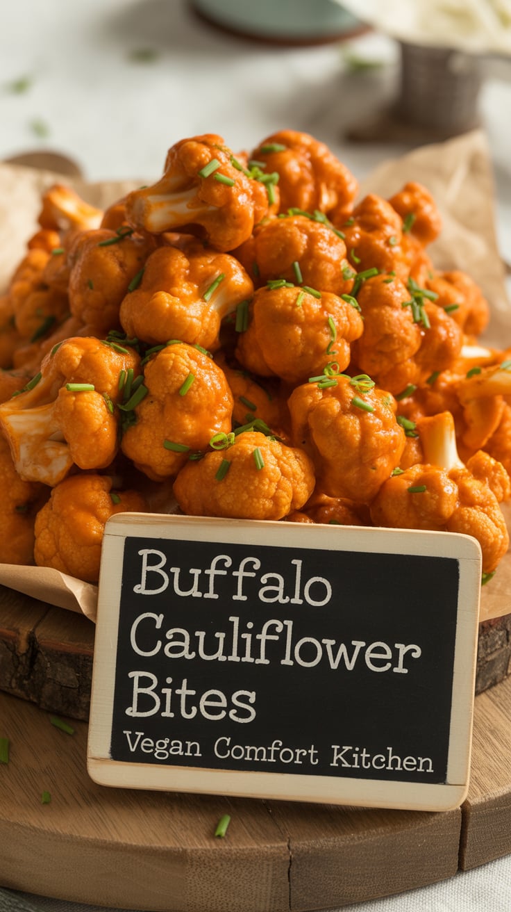 Dive into the bold flavors of Buffalo cauliflower bites that rival the originals from Vegan Comfort Kitchen. Perfectly seasoned and baked to crispy perfection, these bites are a healthier twist on a beloved favorite that everyone will enjoy.